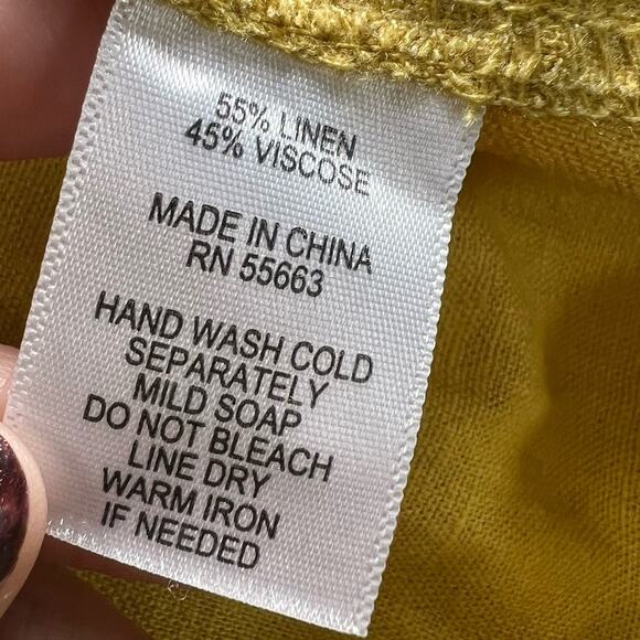 For Cynthia Dress Size L Mustard Yellow Sleeveless Linen Blend Hi-lo Cowl Neck - Picture 12 of 12